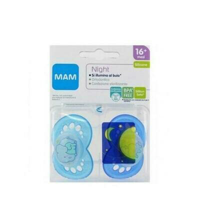 CHUPETE SILICONA MAM NIGHT 16  M 2 U  CAJA ESTERILIZADORA