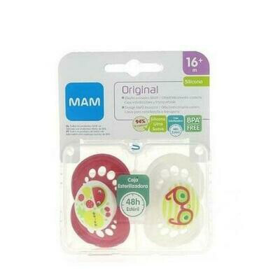 CHUPETE SILICONA MAM ORIGINAL 16  M 2 U  CAJA ESTERILIZADORA