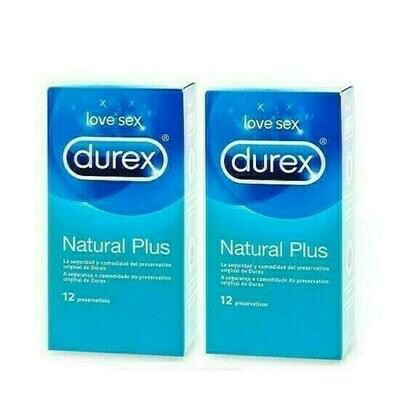 DUREX NATURAL PLUS PRESERVATIVOS 12 PRESERVATIVOS 2 CAJAS