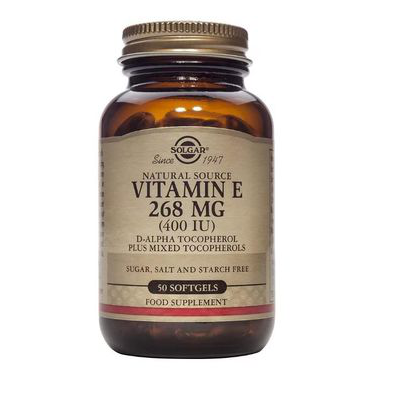 SOLGAR VITAMINA E 268 MG (400 UI) D-ALFA TOCOFEROL Y MEZCLA DE TOCOFEROLES 50 CA