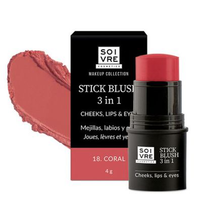 SOIVRE BLUSH 3IN1 MEJILLAS LABIOS OJOS CORAL