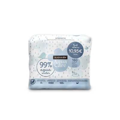 SUAVINEX TOALLITAS AQUA ULTRASENSITIVE 3 ENVASES 60 TOALLITAS