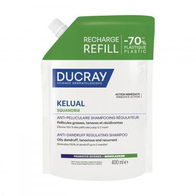 DUCRAY KELUAL SQUANORM CHAMPU TRATANTE REGULADOR CASPA GRASA 400 ML RECARGA