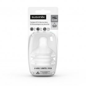 TETINA SILICONA FISIOLOGICA FLUJO DENSO SUAVINEX SX PRO + 6 MESES 2 UNIDADES