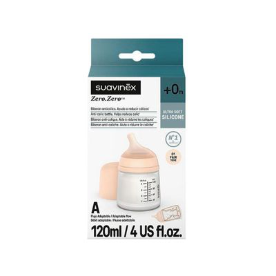 SUAVINEX ZERO ZERO BIBERON ANTICOLICO T SILICONA 1 ENVASE 120 ML FLUJO ADAPTABLE COLOR FAIR