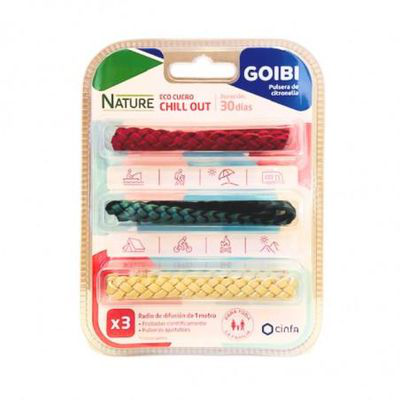 GOIBI PULSERA DE CITRONELLA NATURE 3 PULSERAS ECO CUERO CHILL OUT TRENZADA