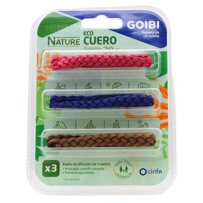 GOIBI PULSERA CITRONELA CUERO TRENZADO 3 UDS
