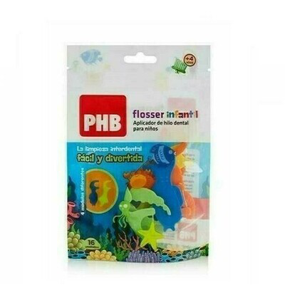 PHB FLOSSER INFANTIL HILO DENTAL CON APLICADOR 16 UNIDADES