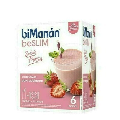 BIMANAN SUSTITUTIVO BATIDO DE FRESA  55 G 6 SOBRES
