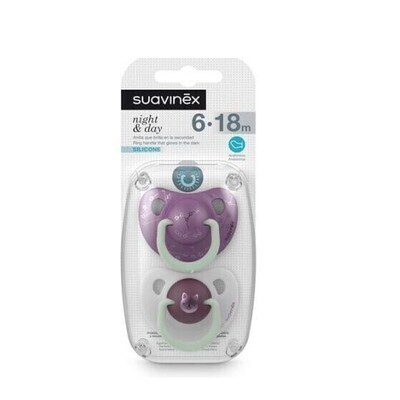 SUAVINEX CHUPETE SILICONA T ANATOMICA NOCHE 6-18 M 2 U