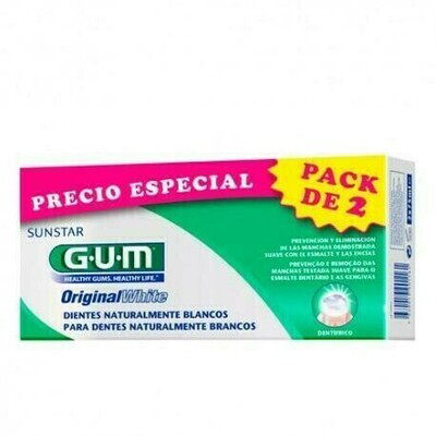 GUM ORIGINAL WHITE PASTA DENTAL  75 ML 2 TUBOS