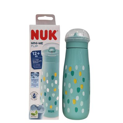 TAZA MINI-ME FLIP IT PP NUK  12 MESES 1 UNIDAD 450 ML COLOR VERDE