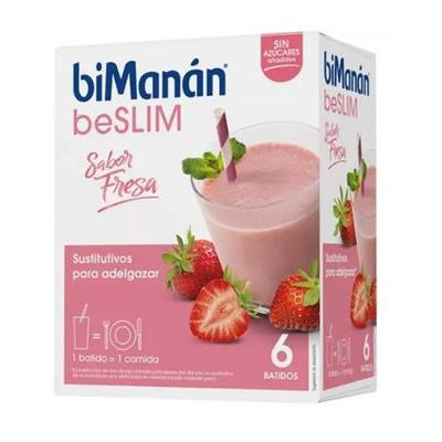BIMANAN SUSTITUTIVO BATIDO DE FRESA  55 G 6 SOBRES