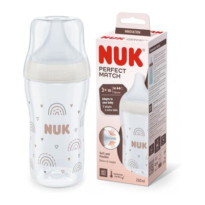 NUK BIBERON PP SILICONA PERFECT MATCH FLUJO M 1 UNIDAD 260 ML ARCOIRIS