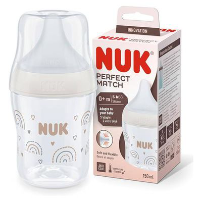 NUK BIBERON PP SILICONA  PERFECT MATCH FLUJO S 1 UNIDAD 150 ML ARCOIRIS