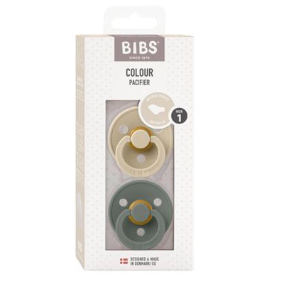 TUTETE BIBS COLOUR PACIFIER NATURAL ROUBER ANATOMICAL  VAINILLA/PINE T.1