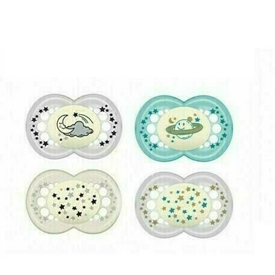 CHUPETE SILICONA MAM ORIGINAL NIGHT   6 M PACK DOBLE UNISEX