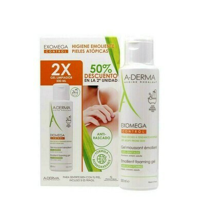 A-DERMA EXOMEGA GEL LIMPIADOR EMOLIENTE  500 ML 2 ENVASES DUCRAY