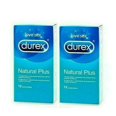 DUREX NATURAL PLUS PRESERVATIVOS 12 PRESERVATIVOS 2 CAJAS