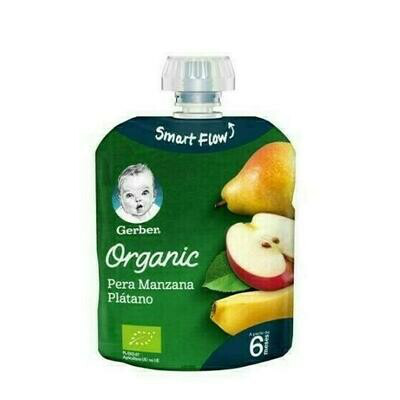 GERBER ORGANIC PERA MANZANA PLATANO  1 POUCH 90 G
