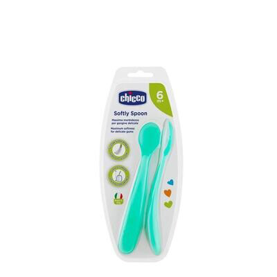 CHICCO CUCHARA SILICONA AZUL 6M  2U