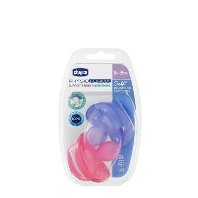 CHICCO CHUPETE PHYSIOFORMA SOFT SILICONA ANATOMICA 16-36M ROSA/AZUL