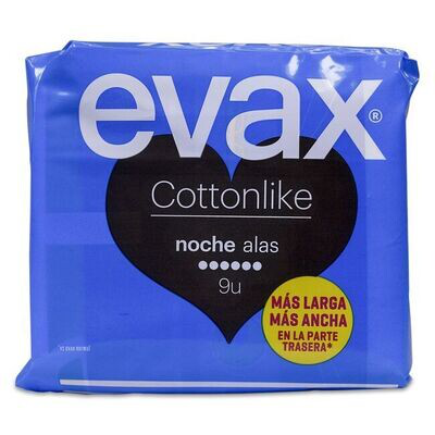 COMPRESAS EVAX COTTONLIKE ALAS NOCHE 9 UDS