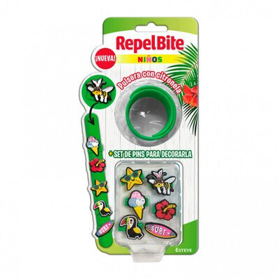 REPEL BITE PULSERA CITRONELA VERDE + PINS DECORTATIVOS