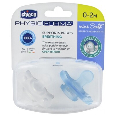 CHICCO CHUPETE PHYSIO MINI SOFT AZUL 0-M 2UD