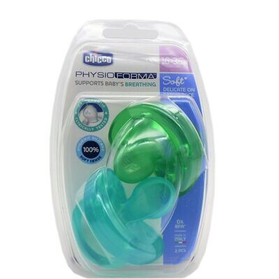 CHICCO CHUPETE PHYSIOFORMA SOFT SILICONA ANATOMICA 16-36M AZUL/VERDE