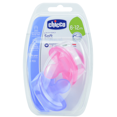 CHICCO CHUPETE PHYSIOFORMA SOFT SILICONA ANATOMICO 6-12M ROSA/AZUL
