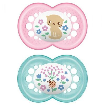 MAM CHUPETE ORIGINAL SILICONA +6M 2 UNIDADES ROSA/AZUL