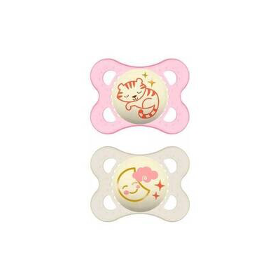 MAM CHUPETE ORIGINAL NIGHT SILICONA +6M 2 UNIDADES ROSA