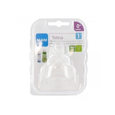 MAM TETINA SILICONA FLUJO LENTO+0M 2 UNIDADES