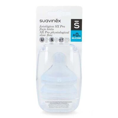 SUAVINEX TETINA FISIOLOGICA SILICONA SX PRO FLUJO LENTO TALLA S 2 UNIDADES