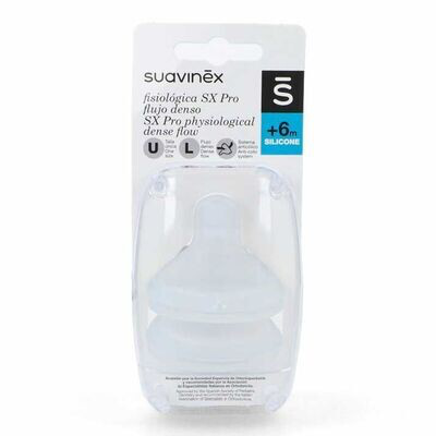 SUAVINEX TETINA FISIOLOGICA SILICONA SX PRO FLUJO DENSO TALLA L 2 UNIDADES