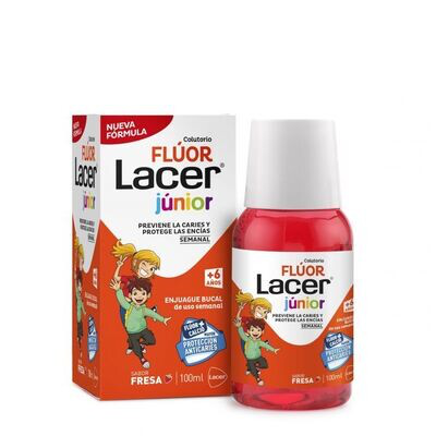 LACER COLUTORIO FLUOR JUNIOR SEMANAL FRESA 100 ML