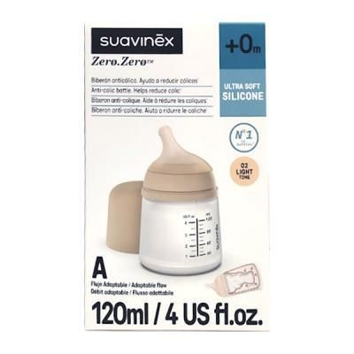 SUAVINEX BIBERON ZERO ZERO 120ML LIGHT ANTICOLICO T SILICONA