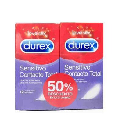 DUREX PRESERVATIVO SENSIT CONTACTO TOTAL 2 UNID 50DTO