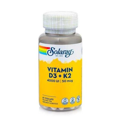VITAMINA D3+K2= MK7 60 CAPS -SOLARAY-