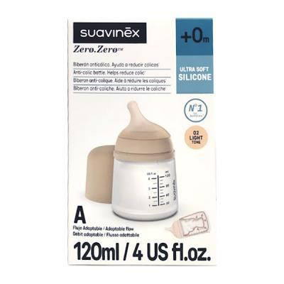 SUAVINEX ZERO ZERO BIBERON ANTICOLICO T SILICONA 1 ENVASE 120 ML FLUJO ADAPTABLE COLOR LIGHT