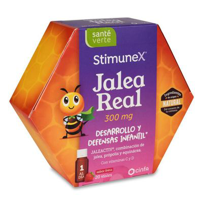 SANTE VERTE STIMUNEX JALEA REAL DESARROLLO Y DEFENSAS INFANTIL 20 VIALES 10 ML SABOR FRESA