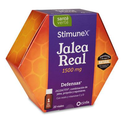 SANTE VERTE STIMUNEX JALEA REAL DEFENSAS 20 VIALES 10 ML SABOR LIMON