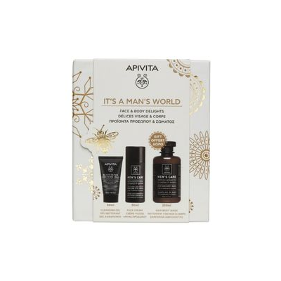 APIVITA PACK MEN´CARE CREMA FACIAL Y CONTORNO+GEL LIMPIADOR NEGRO+REGALO